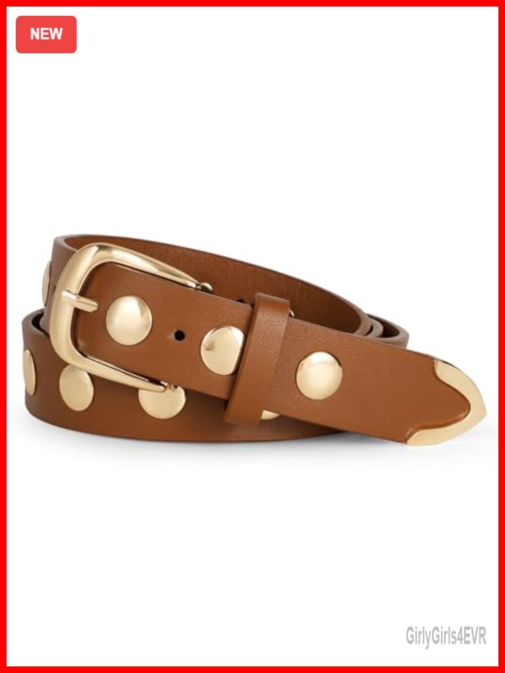 WERFORU Women's Leather Belt for Jeans & Dress - Punk Studded Belt